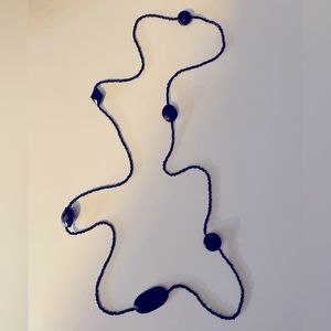 Black Beaded Long Necklace